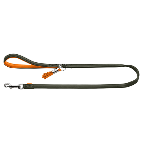 Hunter Führleine Portofino oliv/orange, Maße: 110 cm / 15 mm