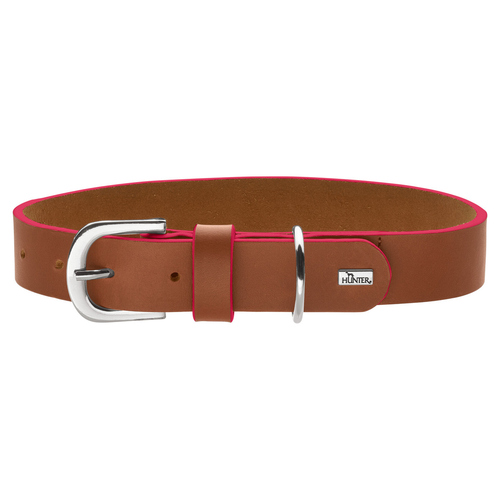 Hunter Halsband Garda cognac/pink, Größe: S-M / 50 cm / Breite: 2,7 cm Hunter Halsband Garda cognac/pink, Größe: S-M / 50 cm / Breite: 2,7 cm