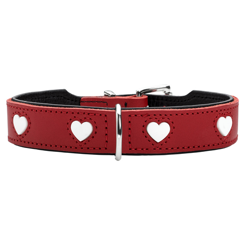 Hunter Halsband Love Mini rot/schwarz, Größe: XS-S / 37 cm / Breite: 2,6 cm