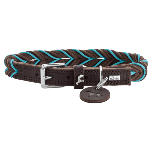 Hunter Halsband Solid Education Cord dunkelbraun/türkis