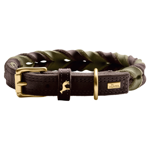 Hunter Halsband Solid Education Duo dunkelbraun/oliv