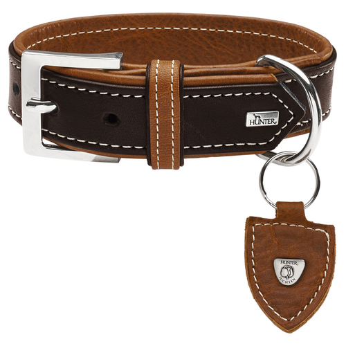 Hunter Halsband Tara dunkelbraun/cognac, Größe: 60 cm / Breite: 4,0 cm