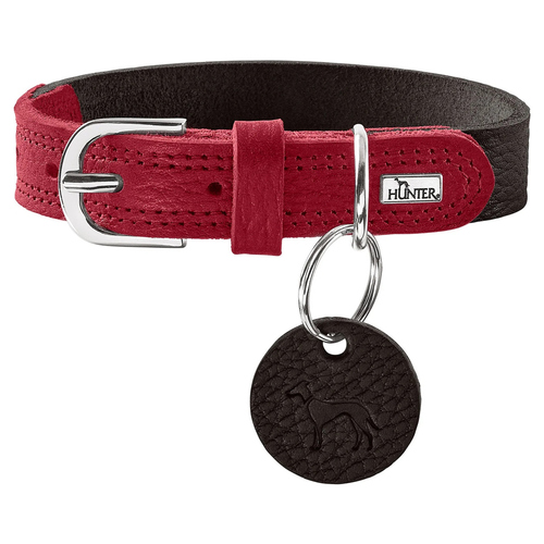 Hunter Halsband Varnby schwarz/rot, Größe: S-M / 50 cm / Breite: 2,5 cm