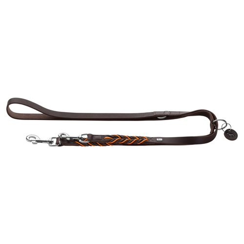 Hunter Verstellbare Führleine Solid Education Cord dunkelbraun/orange