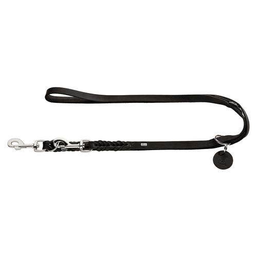 Hunter Verstellbare Führleine Solid Education schwarz, Maße: 13 mm / 200 cm