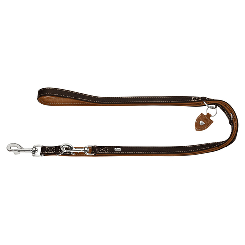 Hunter Verstellbare Führleine Tara dunkelbraun/cognac, Maße: 20 mm / 200 cm