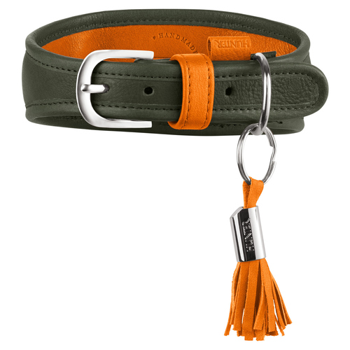 Hunter Windhundhalsband Portofino oliv/orange, Größe: M / 55 cm