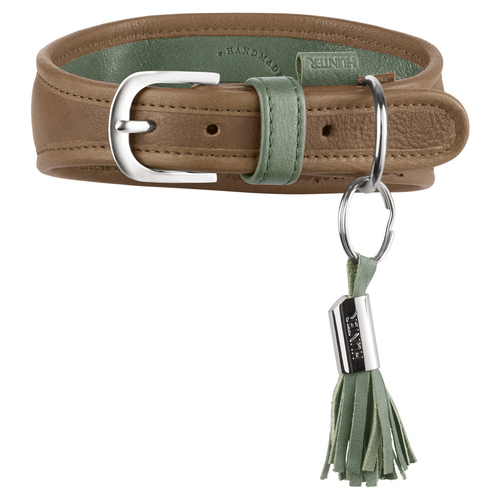 Hunter Windhundhalsband Portofino taupe/türkis, Größe: S-M / 50 cm
