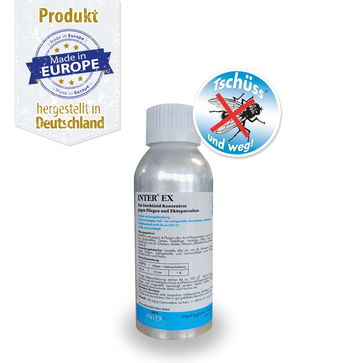INTER®HYGIENE - INTER EX - Konzentrat - Insektizid gegen Fliegen und Ektoparasiten - 250 ml