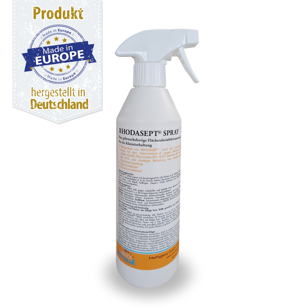 INTER®HYGIENE - RHODASEPT SPRAY - Flächendesinfektion gegen Pilze Bakterien & Viren - 500 ml