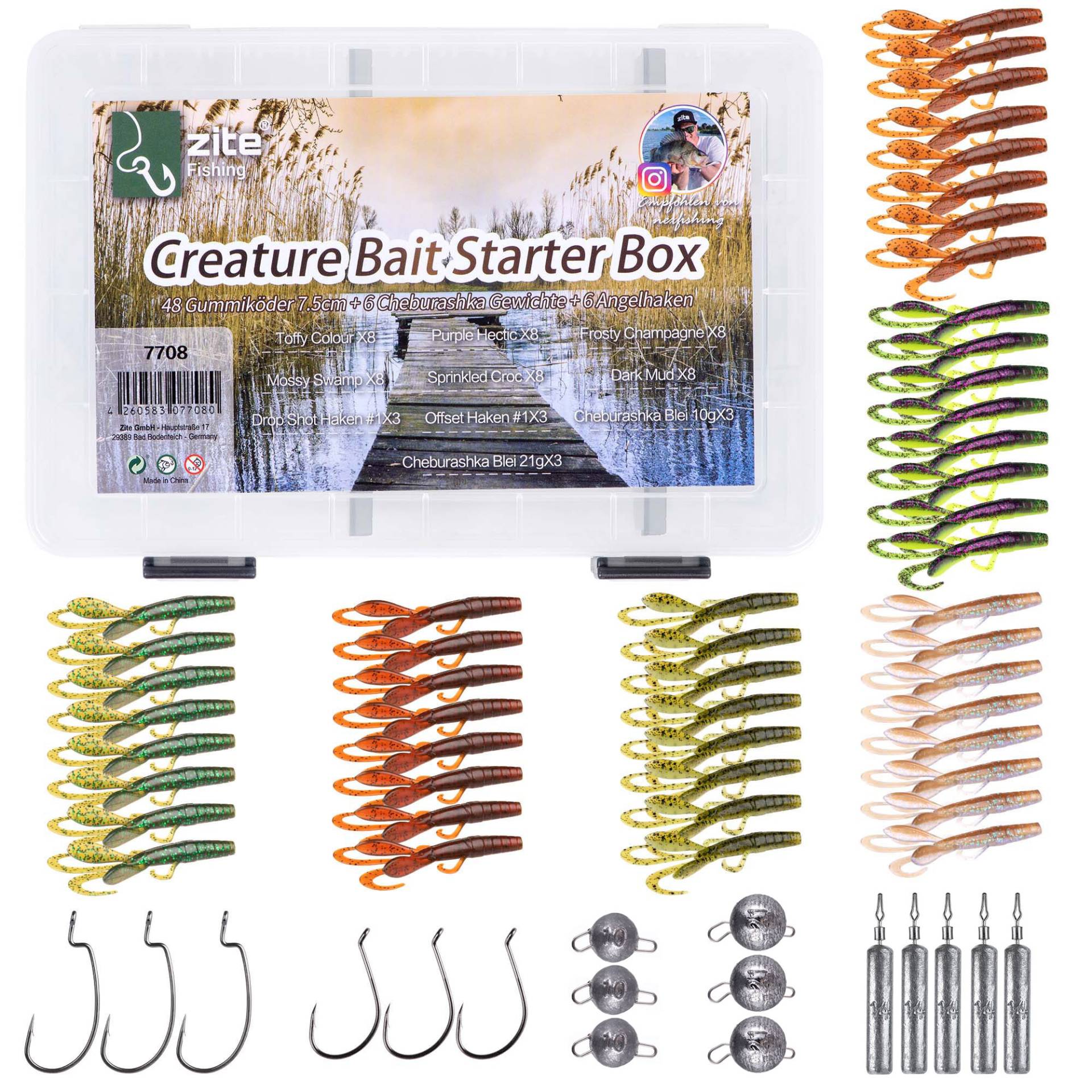 Inzite Craw Starterbox Creature Bait Set Barsch Zander Köder Set Zite Fishing