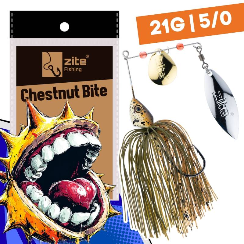 Inzite Rotator Spinnerbaits 21g – Haken 5/0 – Chestnut Bite – mit Doppelspinnerblatt & Fransen Inzite Rotator Spinnerbaits 21g – Haken 5/0 – Chestnut Bite – mit Doppelspinnerblatt & Fransen
