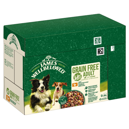 JAMES WELLBELOVED Getreidefrei Truthahn mit Gemüse in Sauce 12 x 90 g - 4 Stück