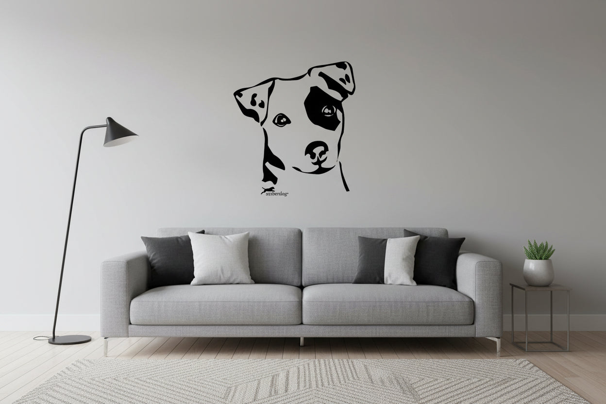 Jack Russel Terrier Kopf Auto Aufkleber I Wandtattoo - H50cm / Schwarz