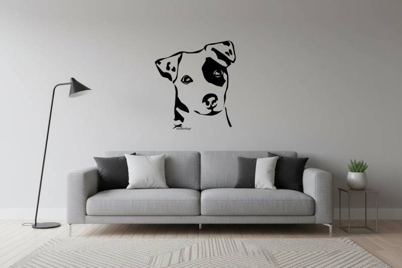 Jack Russel Terrier Kopf Auto Aufkleber I Wandtattoo - H50cm / Schwarz