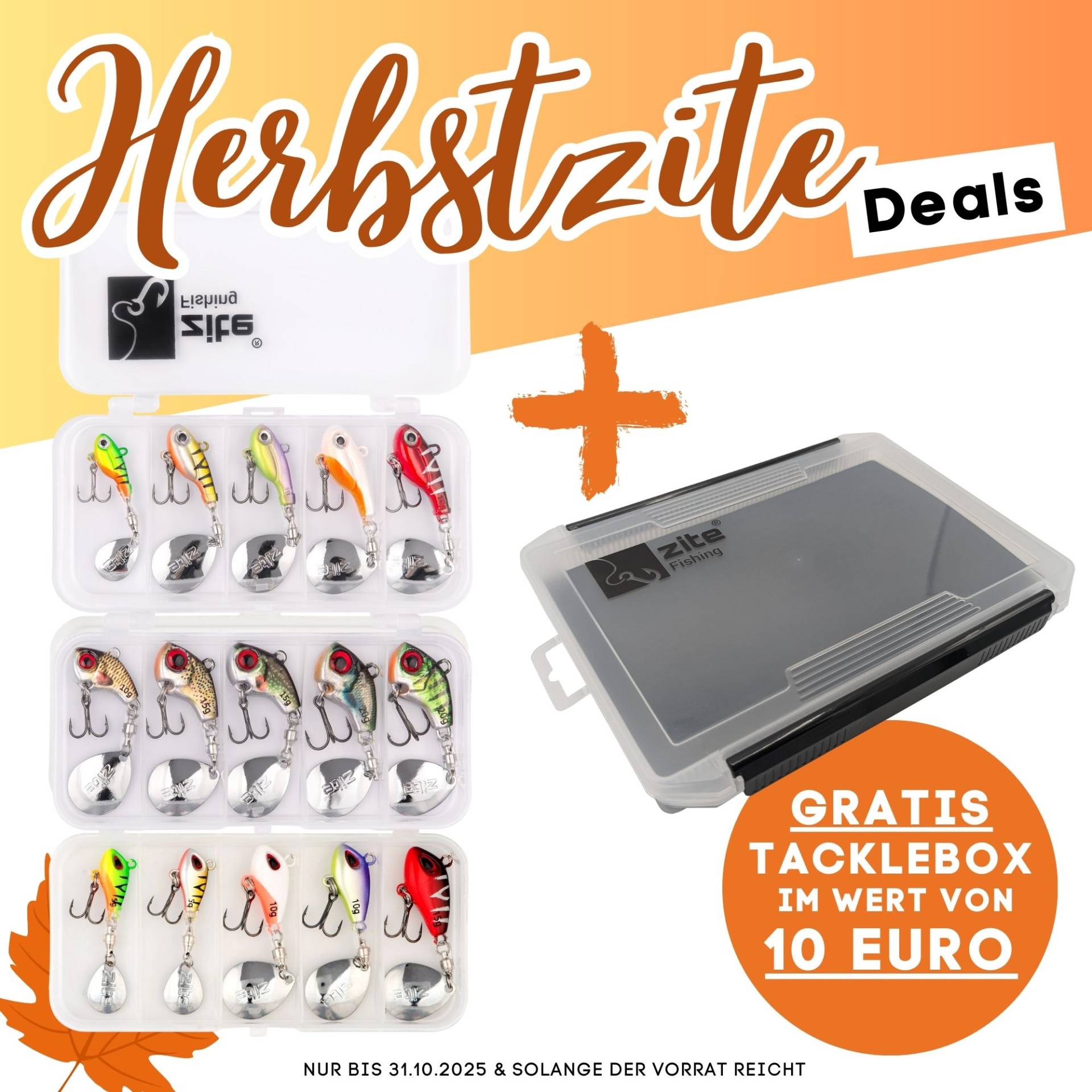 Jigspinner Starterset - Neon & Natur inkl. Haken mit Gratis Tackle-Box für Barsch, Hecht & Zander