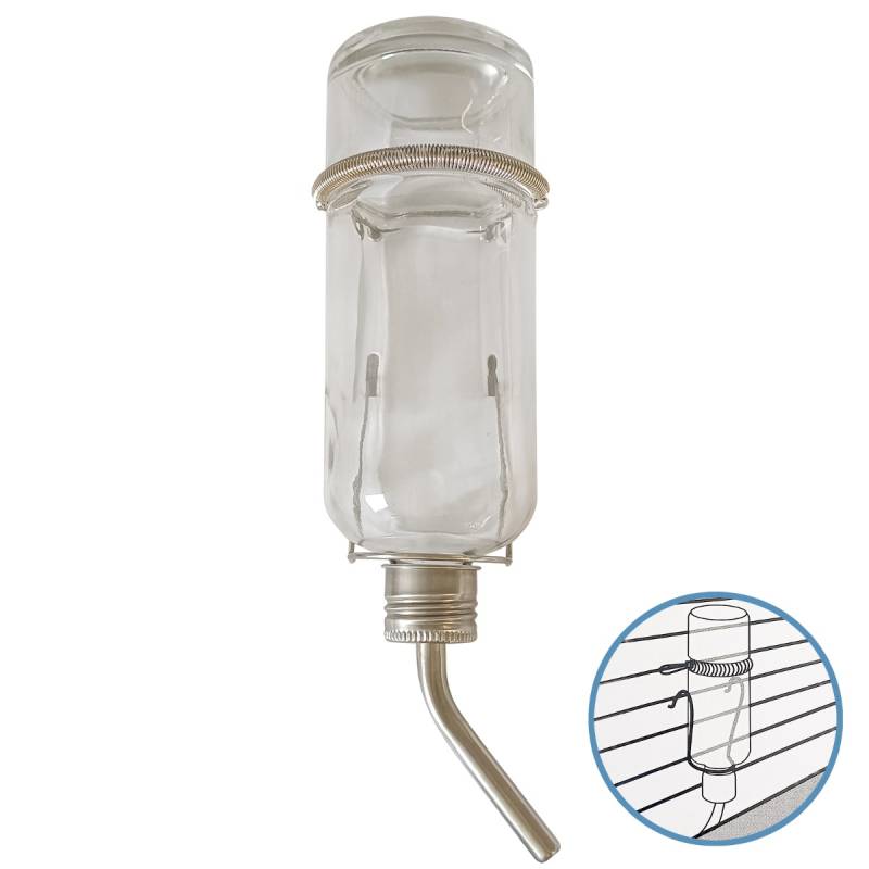 Kaninchen Trinkflasche / Nagertränke aus Glas mit Halterung - 950 ml Kaninchen Trinkflasche / Nagertränke aus Glas mit Halterung - 950 ml
