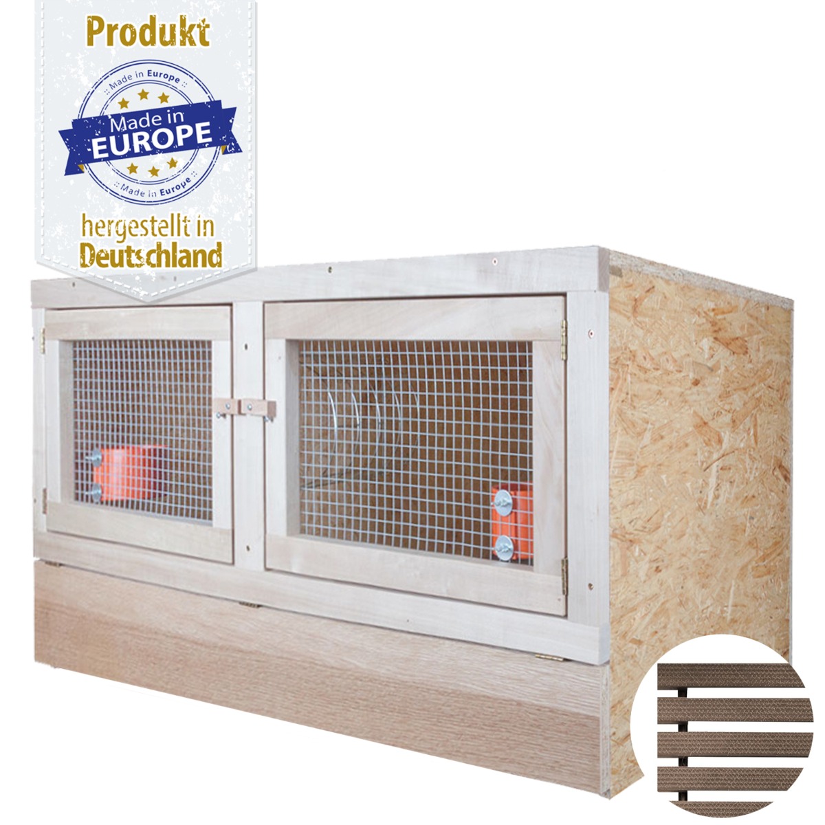 Kaninchenstall 2er - 120 x 60 - mit Bodenrost