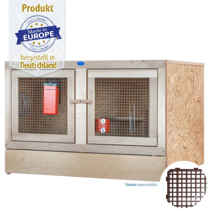 Kaninchenstall - Doppeltür mit Holzvorderfront - 100 x 50 - mit Bodenrost