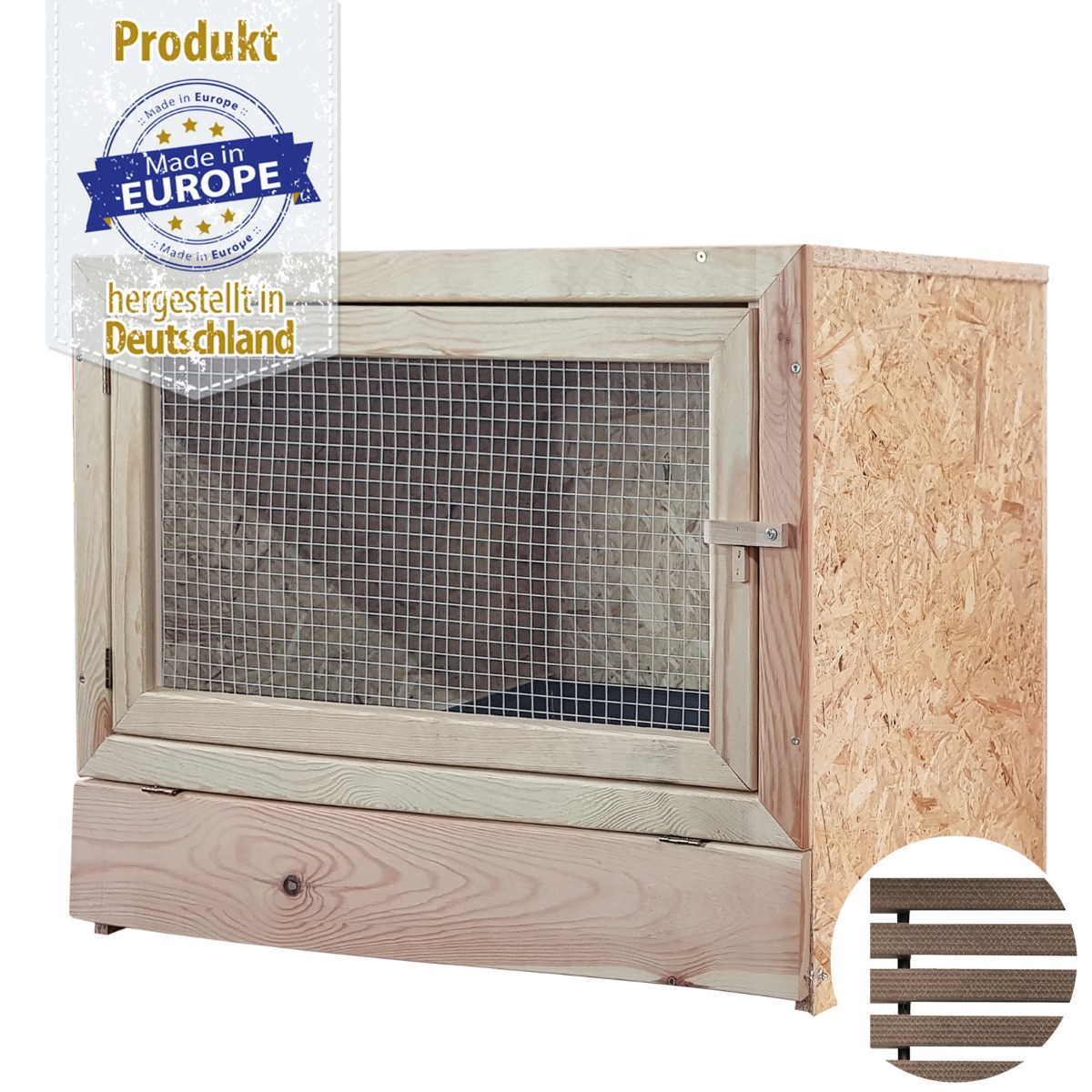 Kaninchenstall - Einzelstall mit Holzvorderfront - 70 x 60 - mit Bodenrost