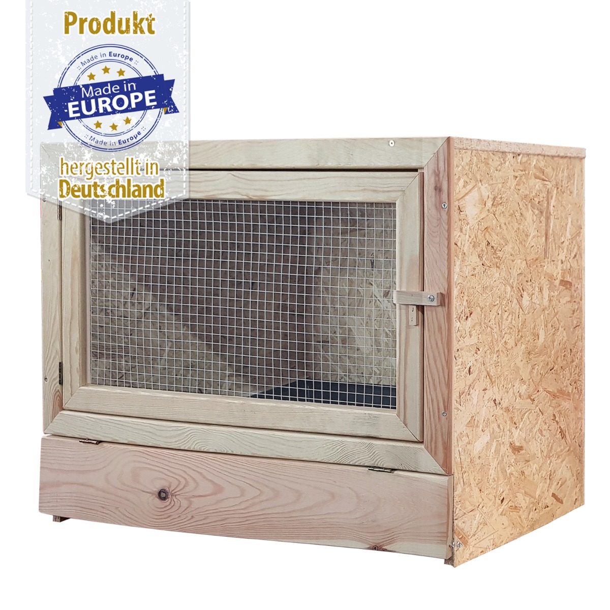 Kaninchenstall - Einzelstall mit Holzvorderfront - 80 x 80 - ohne Bodenrost