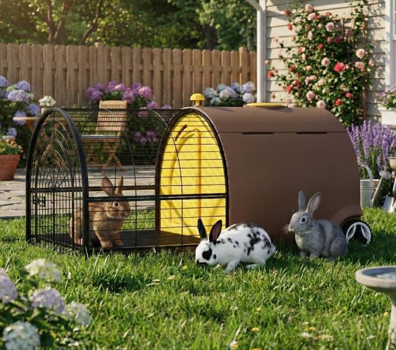 Kaninchenstall mit Auslauf / mobiler Kleintierstall - Bunny Villa - 120 cm Kaninchenstall mit Auslauf / mobiler Kleintierstall - Bunny Villa - 120 cm