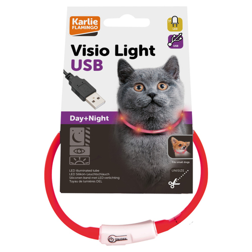 Karlie Visio Light - LED-Leuchtring für Katzen rot