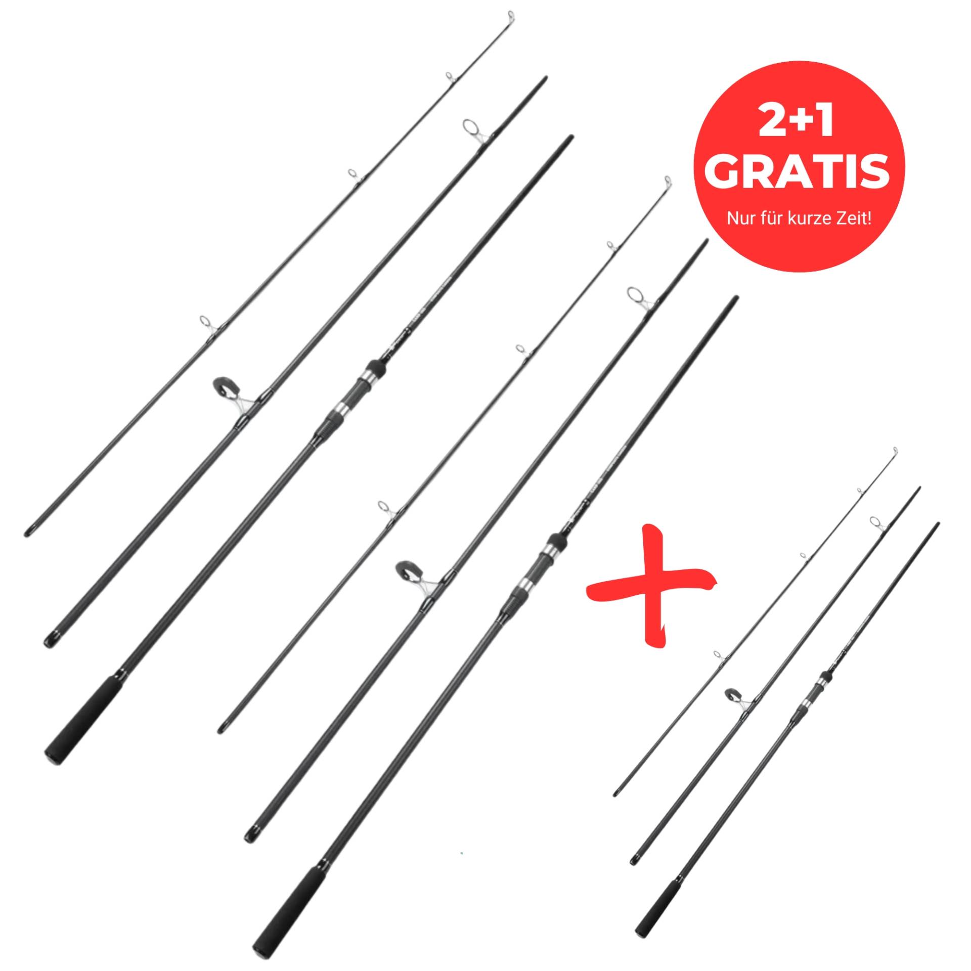 Karpfenrute 3 für 2 Set 360cm 3lbs -  Steckrute mit 3-teiligen Composite Carbon Blank für Karpfenangeln