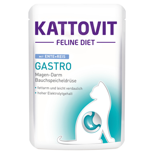 Kattovit Feline Diet Gastro mit Ente & Reis 85 g - 24 Stück