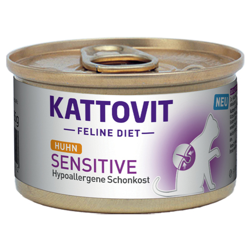 Kattovit Feline Diet Sensitive Hypoallergene Schonkost mit Huhn 85 g - 12 Stück Kattovit Feline Diet Sensitive Hypoallergene Schonkost mit Huhn 85 g - 12 Stück