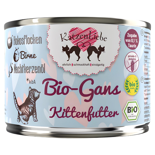 Katzenliebe Kitten Bio-Gans mit Bio-Birne 200 g - 12 Stück