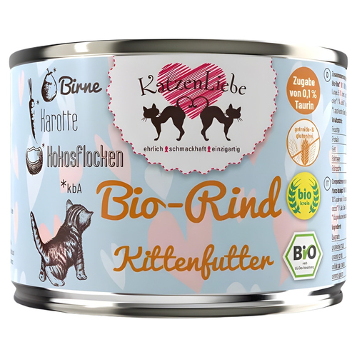 Katzenliebe Kitten Bio-Rind mit Bio-Karotte 200 g - 12 Stück