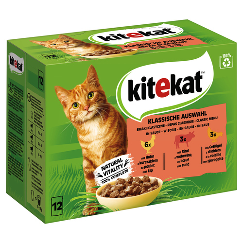 Kitekat Multipack Klassiche Auswahl in Sauce 12 x 85 g - 4 Stück