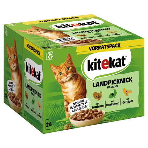 Kitekat Multipack Landpicknick in Sauce 24 x 85 g - 2 Stück