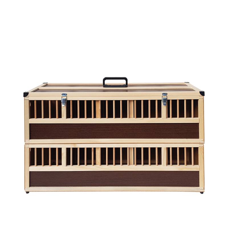 Kleintier-Transportbox aus Holz - 10 Abteilungen