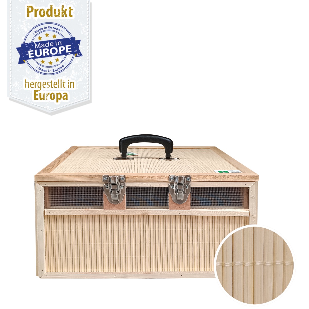 Kleintier - Transportkiste - Transportkorb - Bambuskorb - 3 Abteilungen - klein