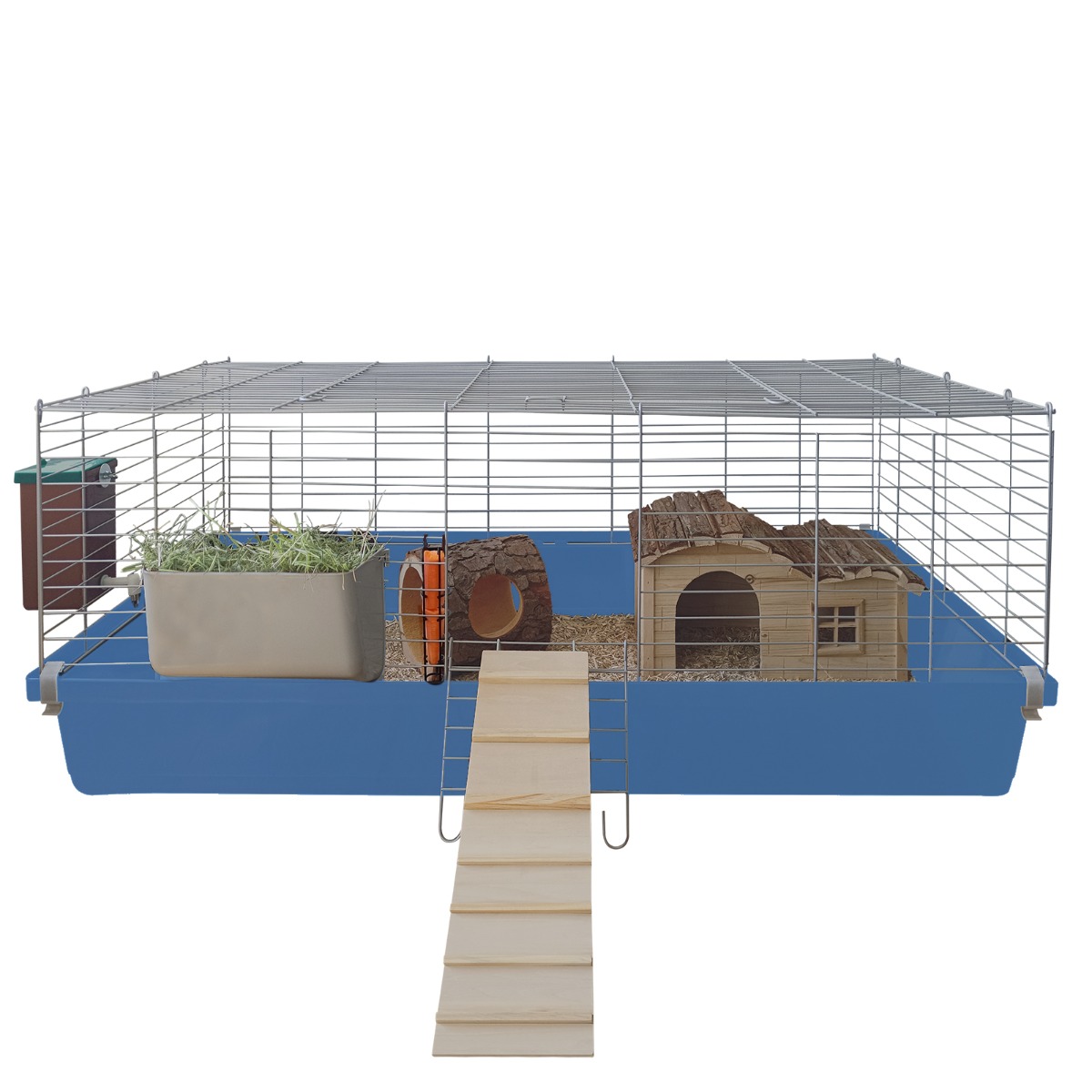 Kleintierkäfig/Meerschweinchen Käfig/Nagerkäfig-120 cm-hellblau-Komplettset