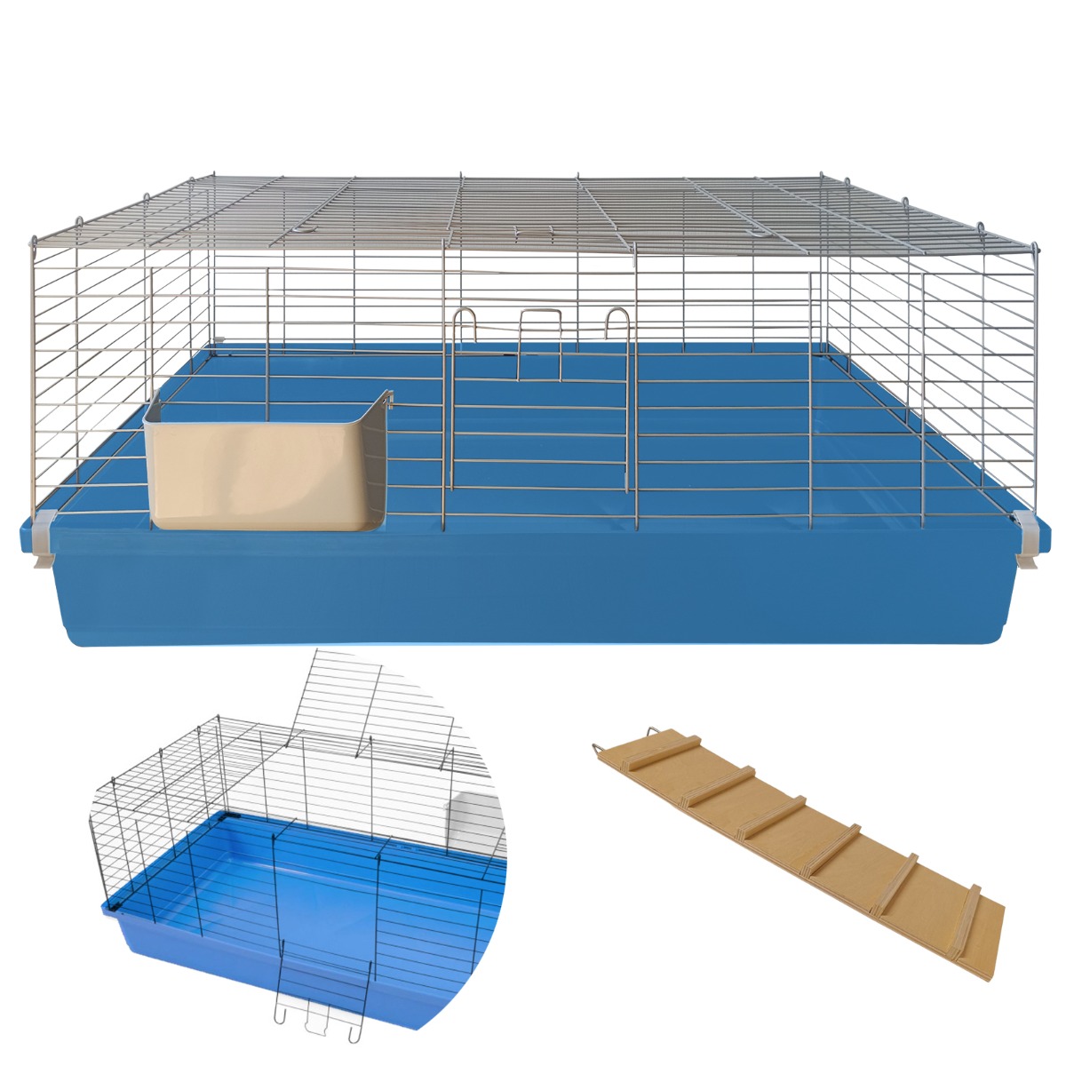 Kleintierkäfig / Meerschweinchen Käfig / Nagerkäfig - 120 cm - hellblau