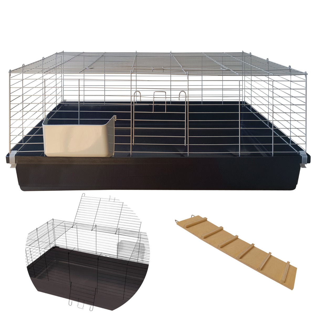 Kleintierkäfig / Meerschweinchen Käfig / Nagerkäfig - 120 cm - schwarz