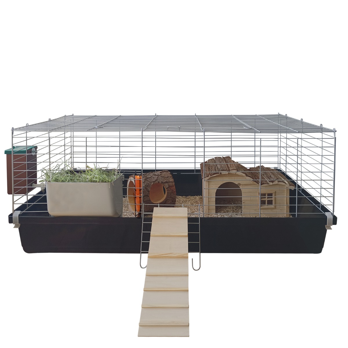 Kleintierkäfig / Meerschweinchen Käfig / Nagerkäfig -120 cm-schwarz-Komplettset
