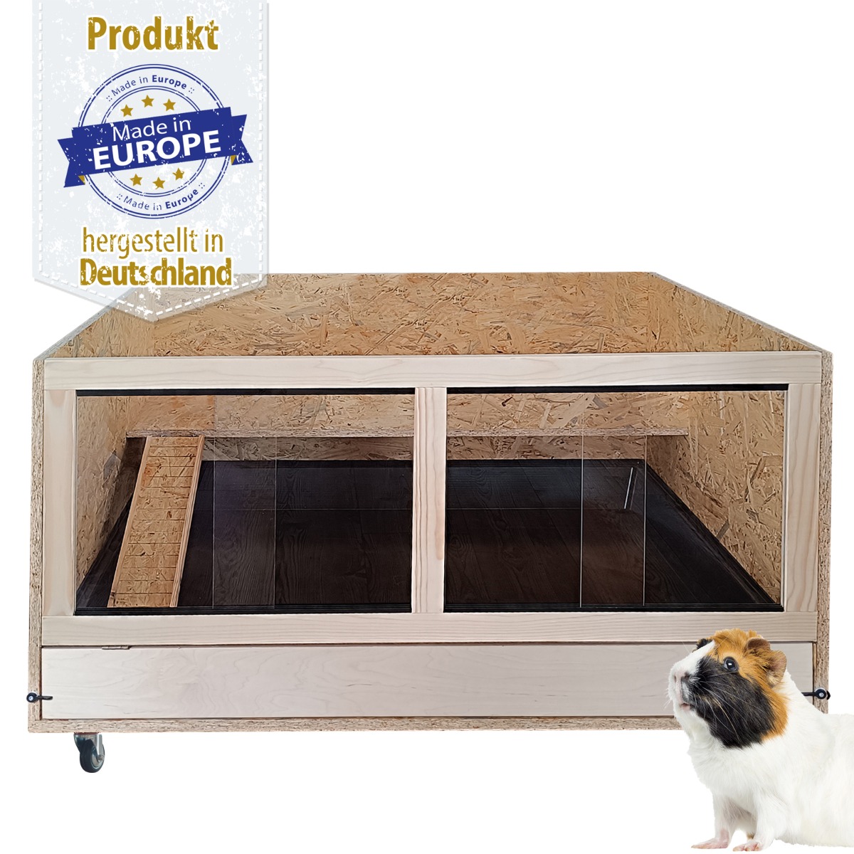 Kleintierstall / Meerschweinchenstall 120 x 100 cm - Plexiglasfront