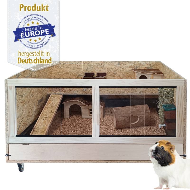Kleintierstall / Meerschweinchenstall 120x100 cm  - Plexiglasfront - Komplettset