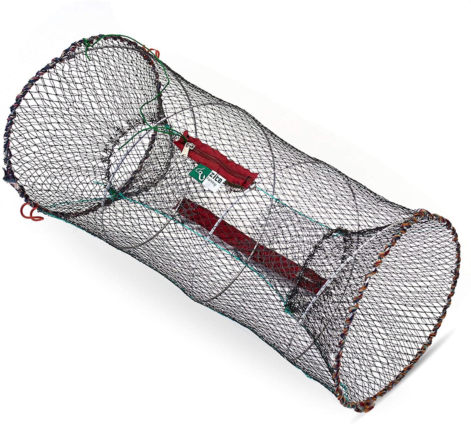 Köderfischreuse Rund 30x60cm mit Futterbeutel und Reißverschluss von Zite Fishing