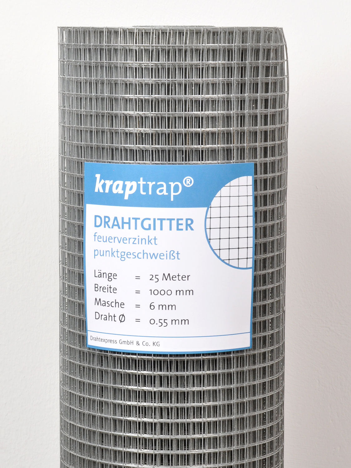 KrapTrap® feuerverzinktes Drahtgitter 6x6 mm mit 0,55 mm Stärke