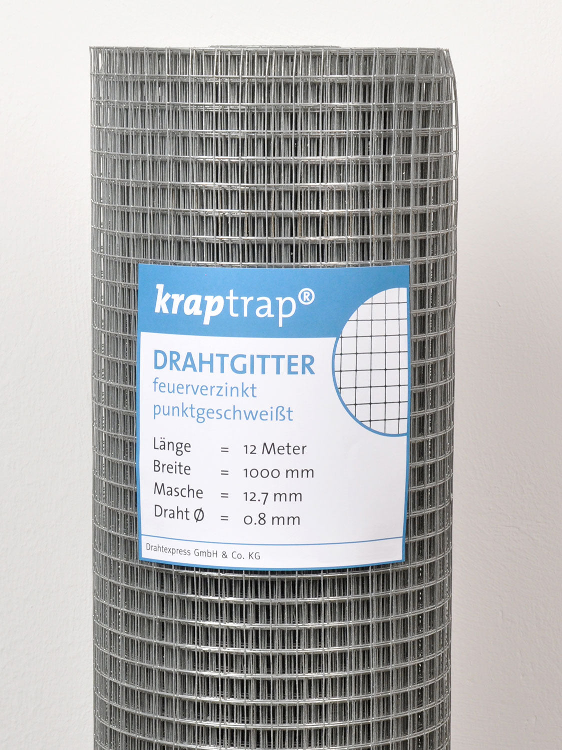 Kraptrap® feuerverzinktes Drahtgitter 12 x 12 mm mit 0,8 mm Stärke