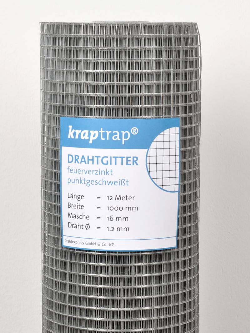 Kraptrap® feuerverzinktes Drahtgitter 16 x 16 mm mit 1,2 mm Stärke