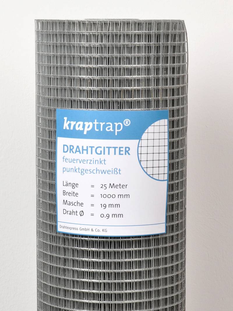 Kraptrap® feuerverzinktes Drahtgitter 19 x 19 mm mit 0,9 mm Stärke