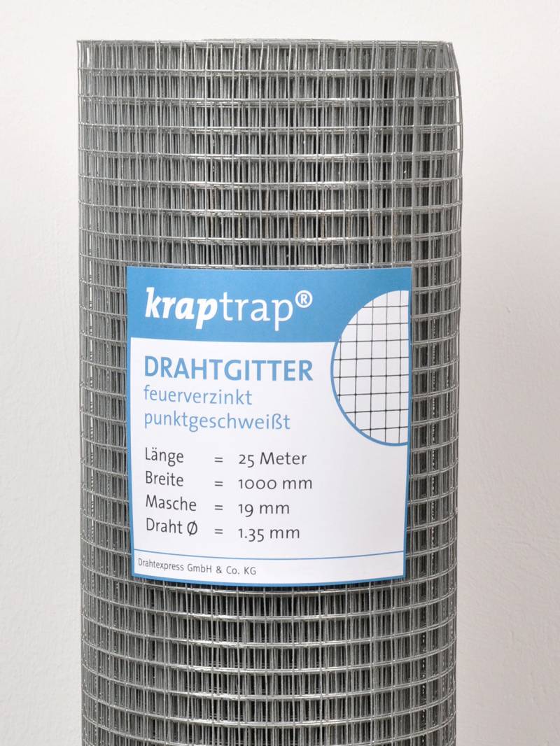 Kraptrap® feuerverzinktes Drahtgitter 19 x 19 mm mit 1,35 mm Stärke
