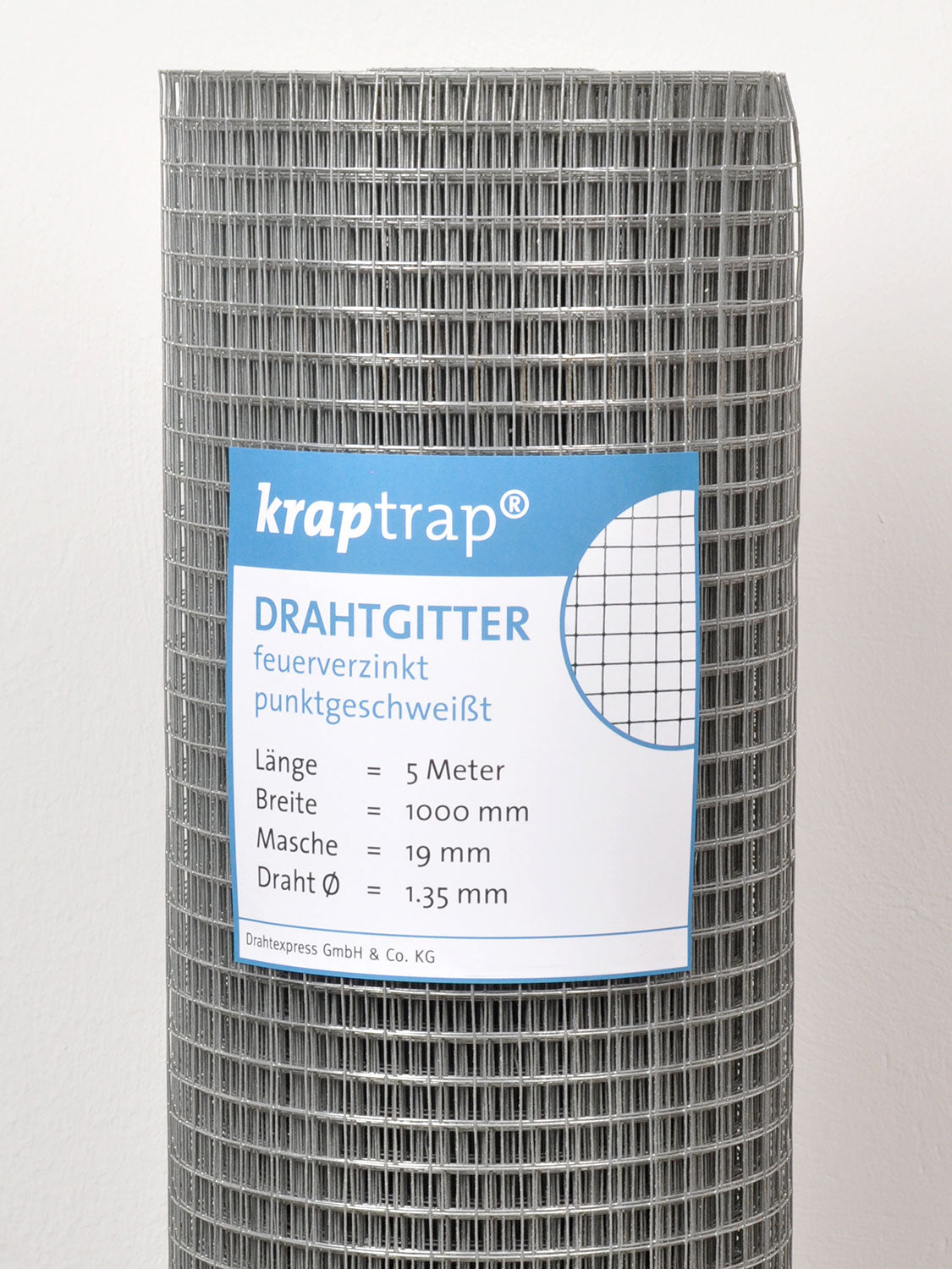 Kraptrap® feuerverzinktes Drahtgitter 19 x 19 mm mit 1,45 mm Stärke