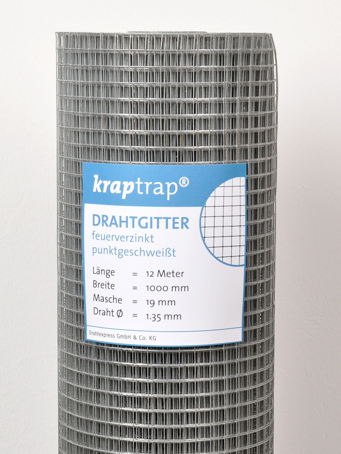 Kraptrap® feuerverzinktes Drahtgitter 19 x 19 mm mit 1,45 mm Stärke